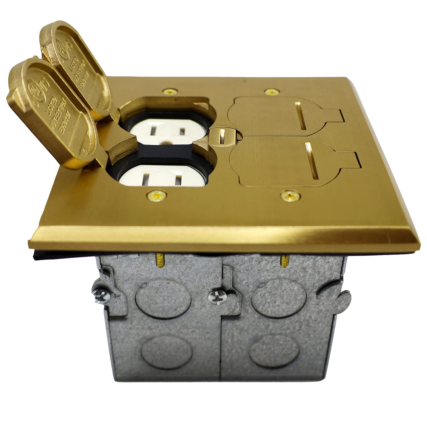 slfb 2g tr20 br 20a receptacle outlets tamper resistant electrical floor box with flip lid slfb 2g tr20 br 20a receptacle outlets tamper resistant electrical floor box with flip lid