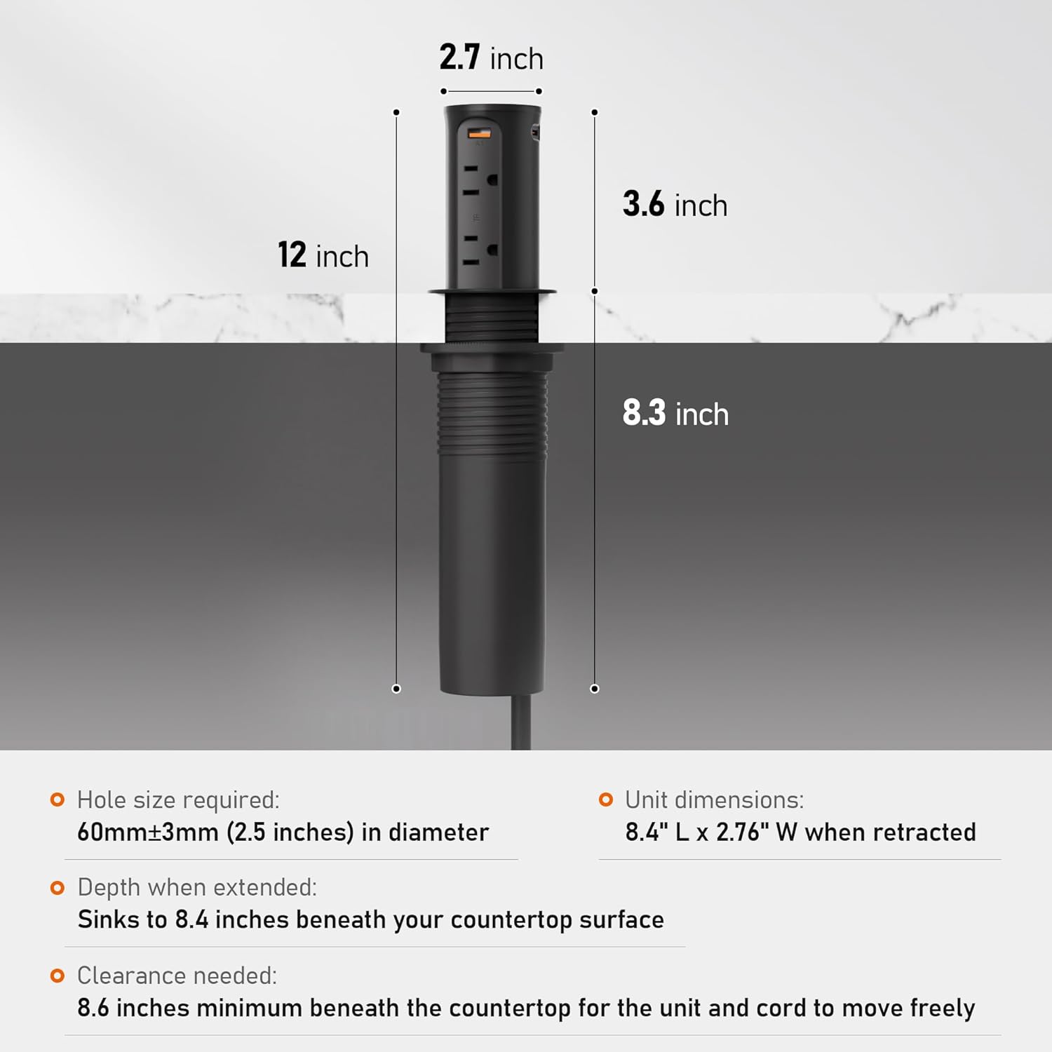 pop up outlet for countertop 2.5 inch recessed power strip 20w usb c pop up outlet for countertop 2.5 inch recessed power strip 20w usb c
