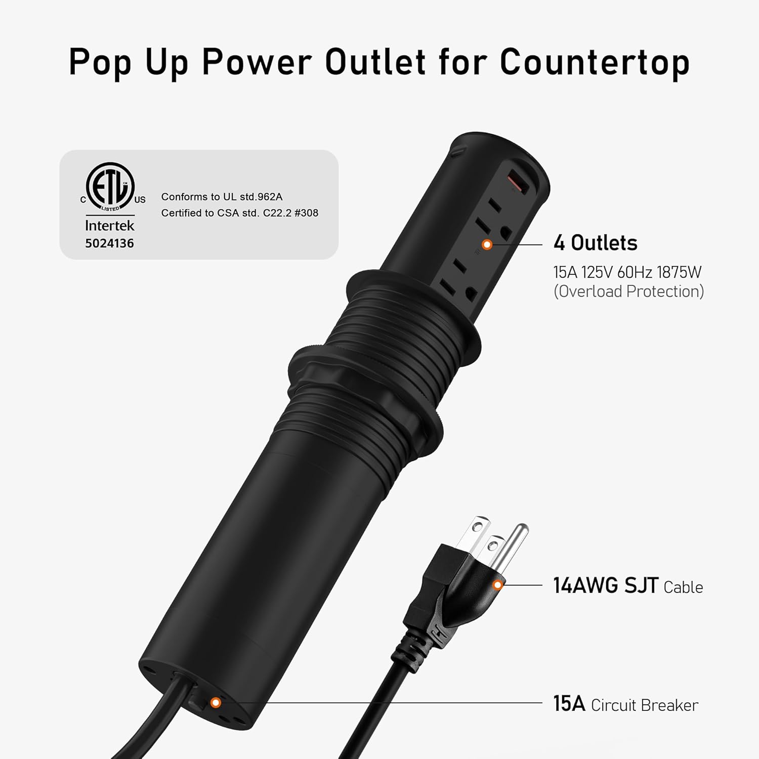 pop up outlet for countertop 2.5 inch recessed power strip 20w usb c pop up outlet for countertop 2.5 inch recessed power strip 20w usb c