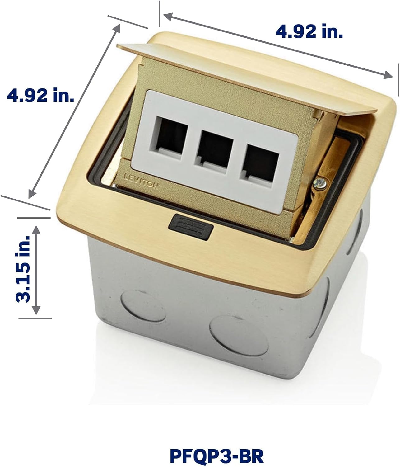 pfqp3 br pop up floor box with 3 port quickport insert brass pfqp3 br pop up floor box with 3 port quickport insert brass