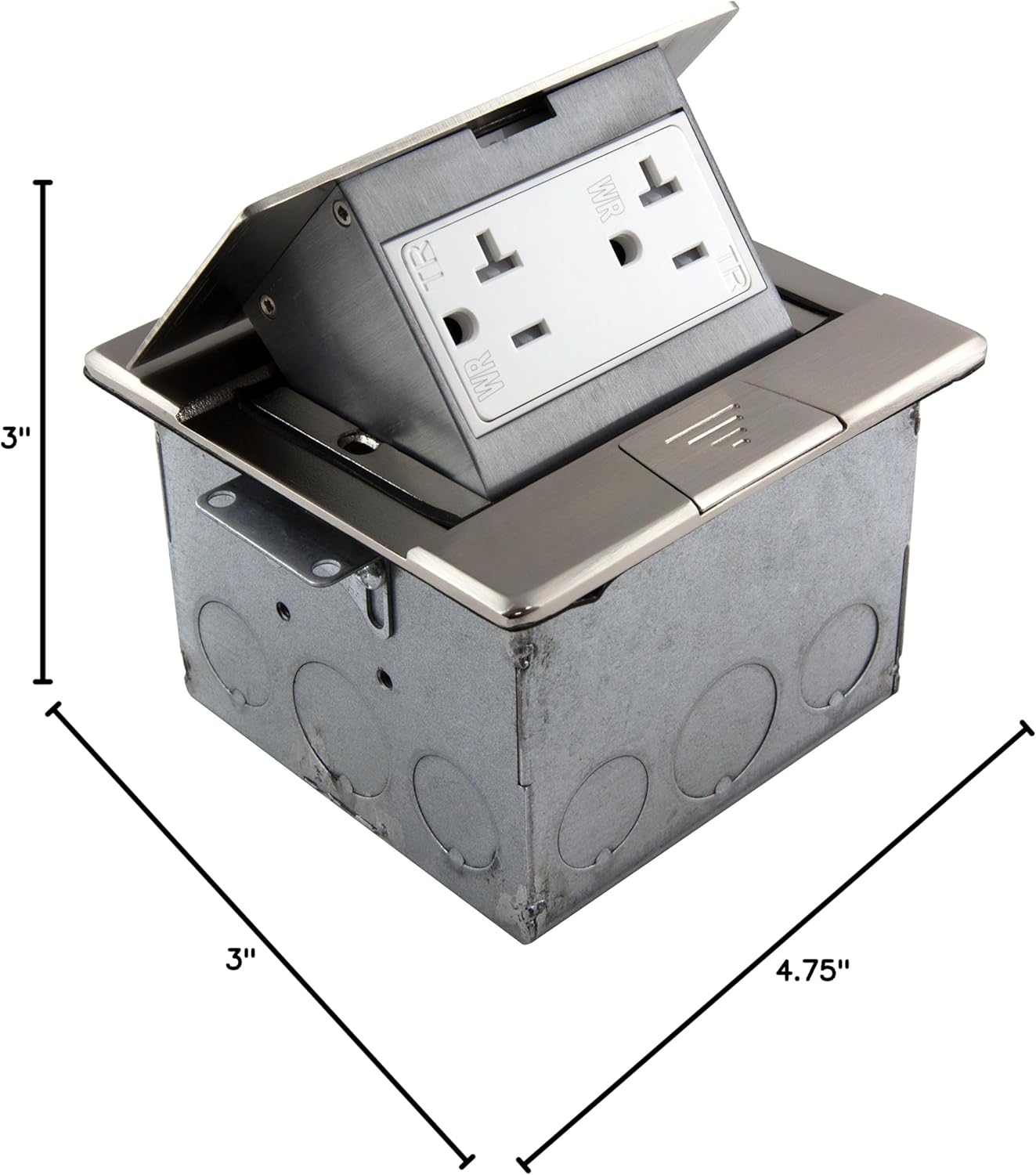 square pop up floor box kit 4.7" x 4.7" cover 20a tamper weatherproof receptacle square pop up floor box kit 4.7" x 4.7" cover 20a tamper weatherproof receptacle