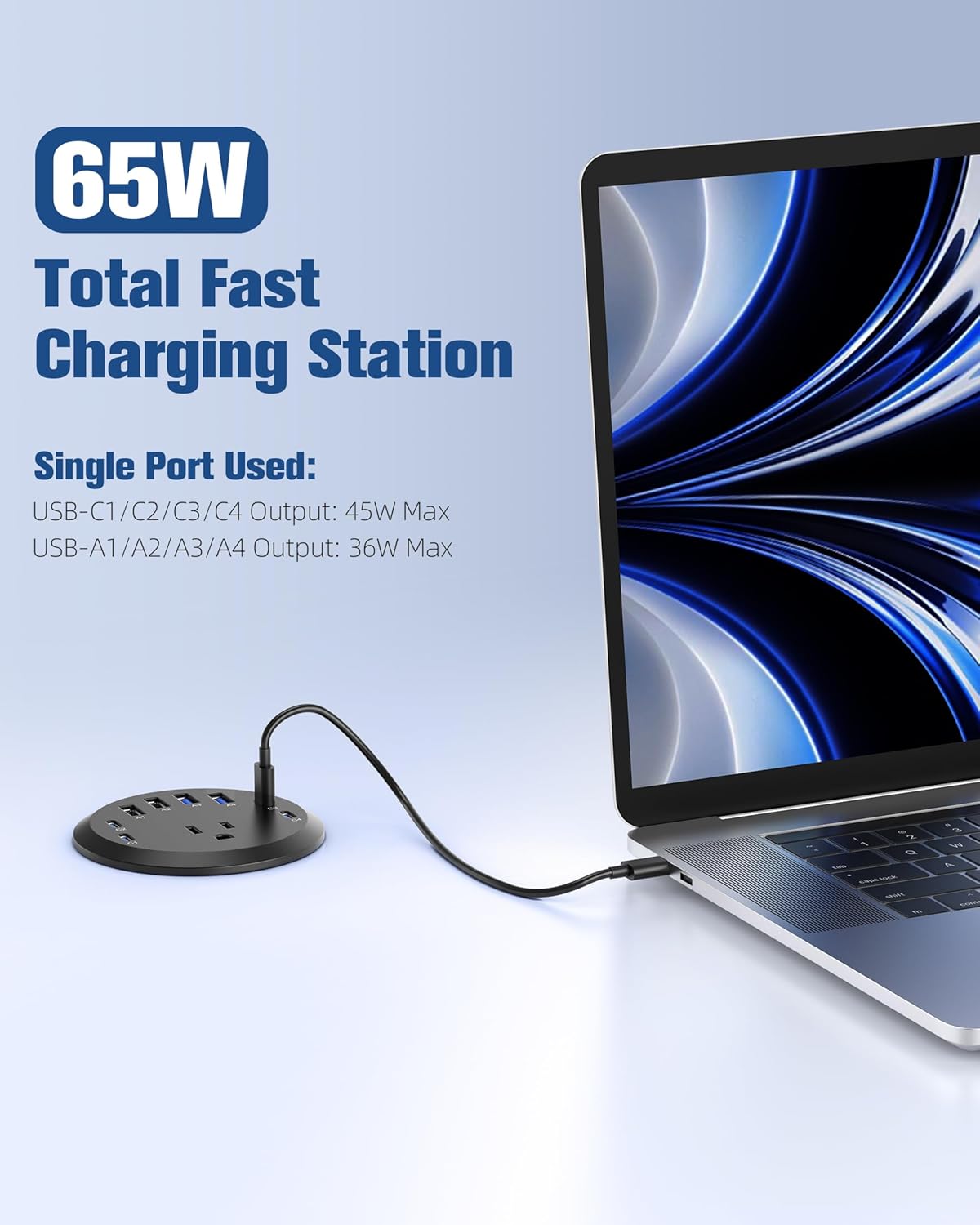 65w usb c hidden desktop power grommet: 1 ac outlet 8 usb charging 65w usb c hidden desktop power grommet: 1 ac outlet 8 usb charging