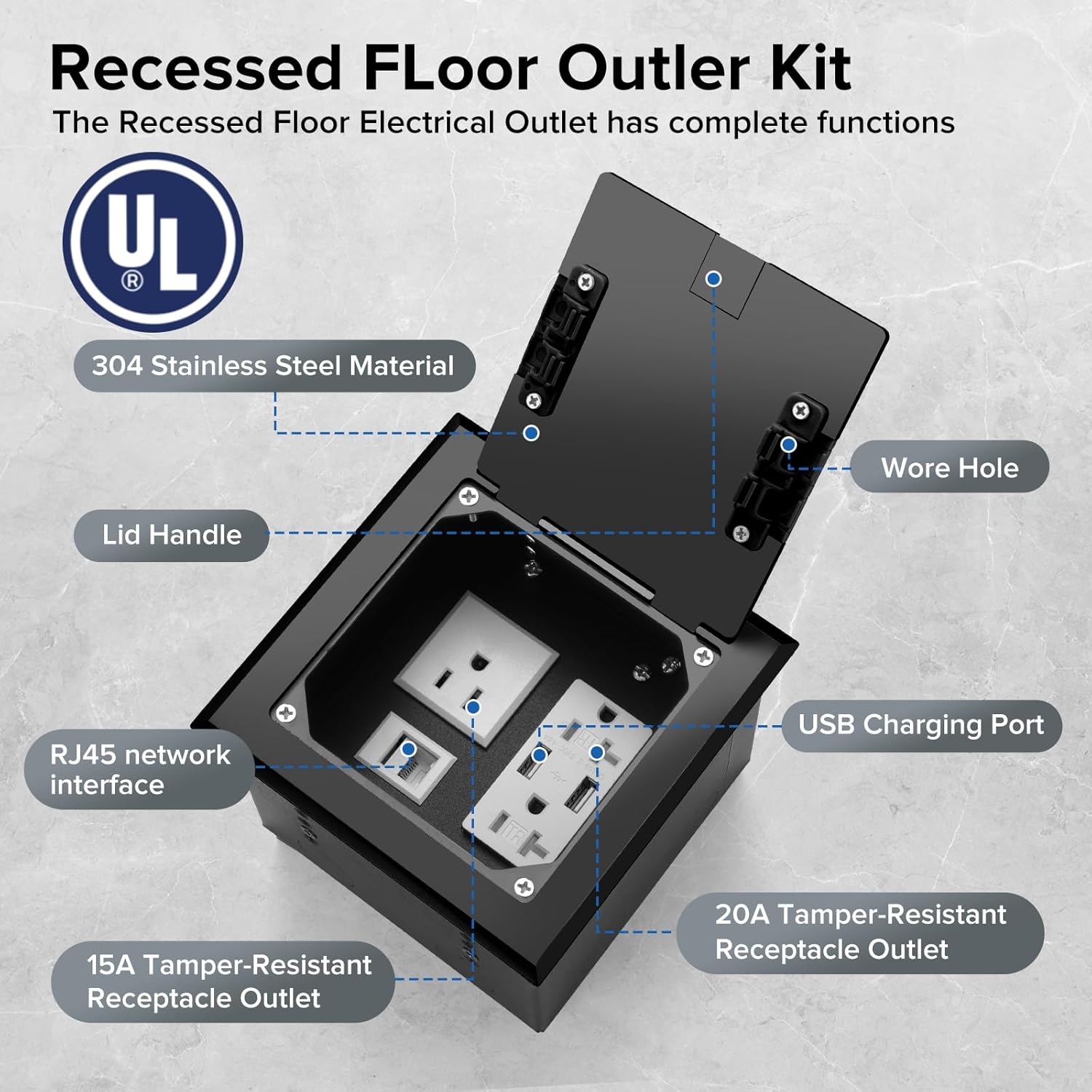 recessed flat hidden floor electrical outlet box kit stainless steel cover with recessed flat hidden floor electrical outlet box kit stainless steel cover with