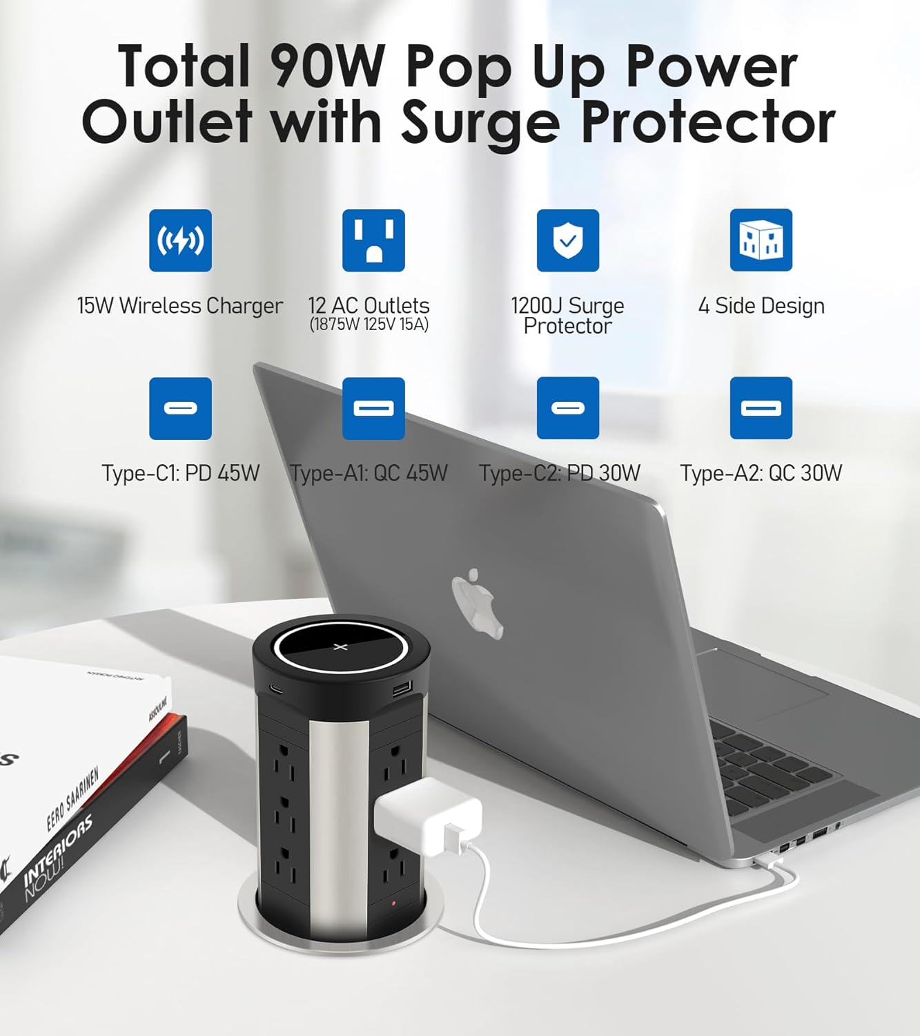 4" pop up receptacle countertop outlet 75w power delivery total 90w pop 4" pop up receptacle countertop outlet 75w power delivery total 90w pop