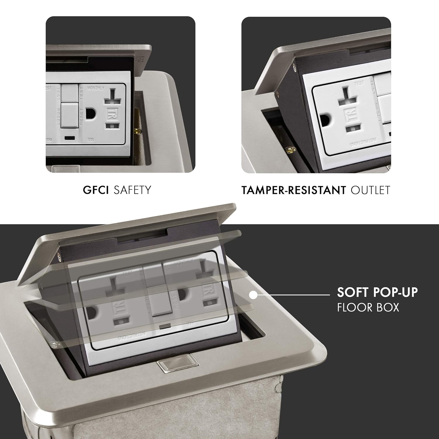 soft pop up square floor box kit 20a gfci tamper weather resistant receptacle outlet watertight soft pop up square floor box kit 20a gfci tamper weather resistant receptacle outlet watertight