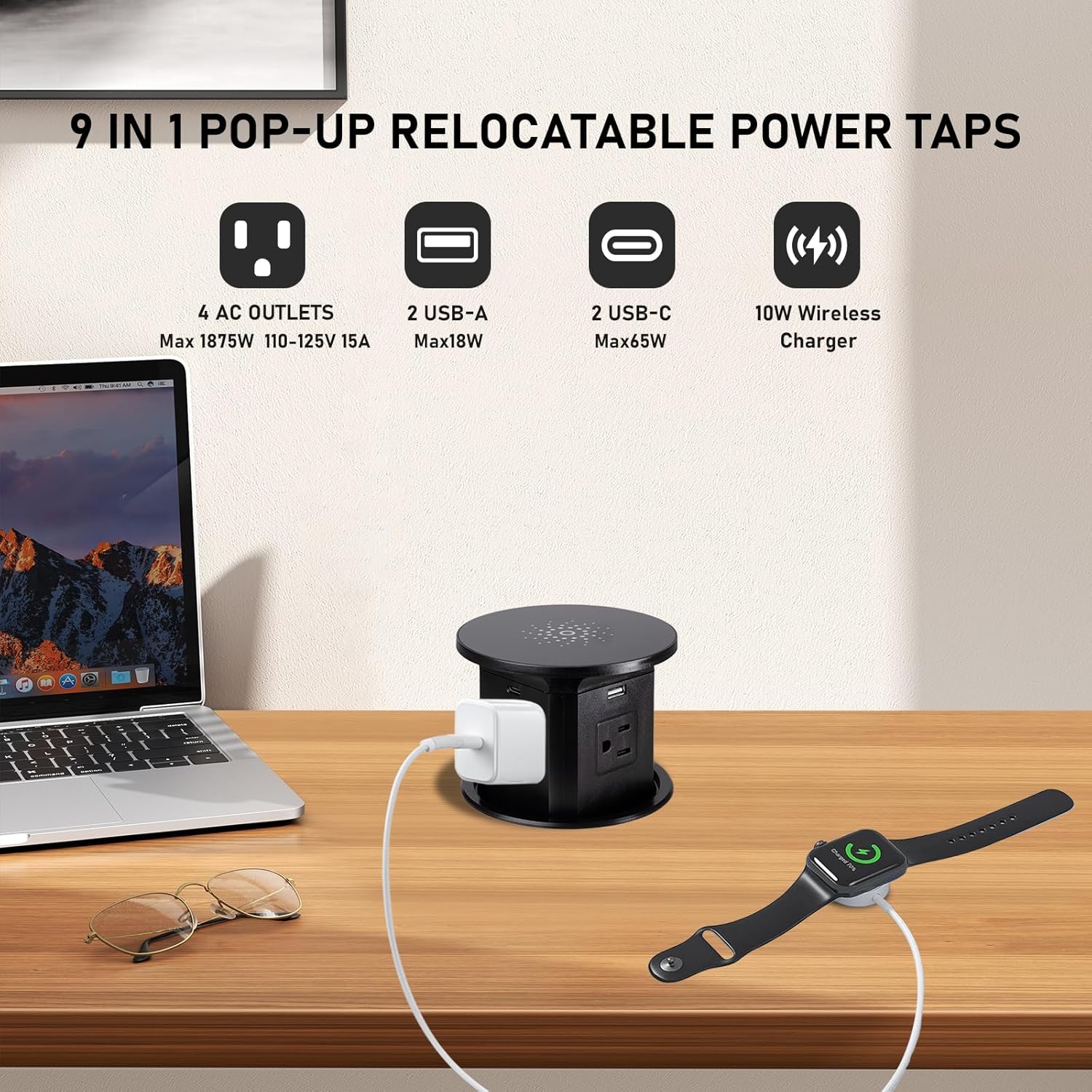 65w pop up outlet for countertop 4.4in 4 outlets 10w wireless charger 65w pop up outlet for countertop 4.4in 4 outlets 10w wireless charger