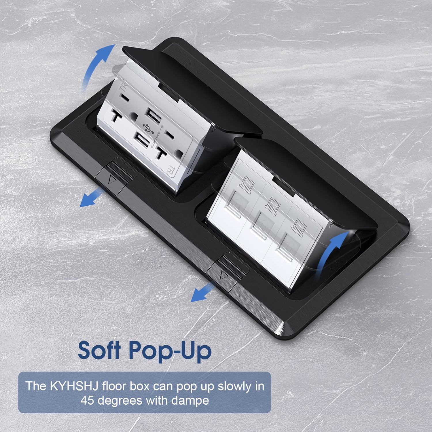 dual pop up floor electrical outlet box kit,20 amp stainless steel usb tr dual pop up floor electrical outlet box kit,20 amp stainless steel usb tr